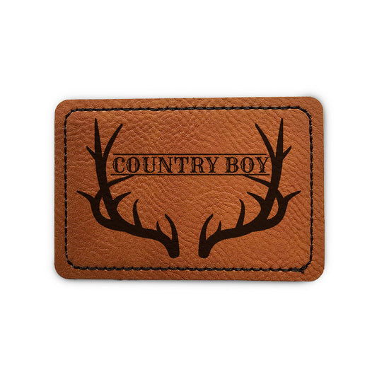 Country Boy Antlers Leather Patch