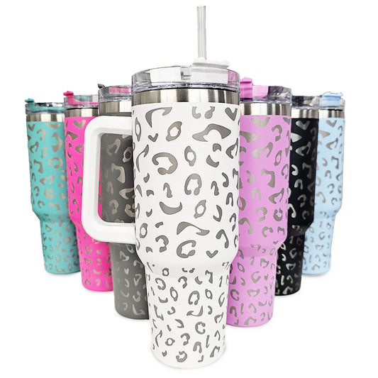 Leopard Print Tumbler 40oz With Handle