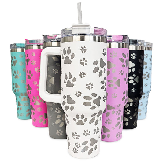 Paw Print Tumbler 40oz With Handle